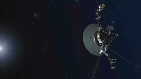 Voyager 1 în spațiu, explorând mediul interstelar.