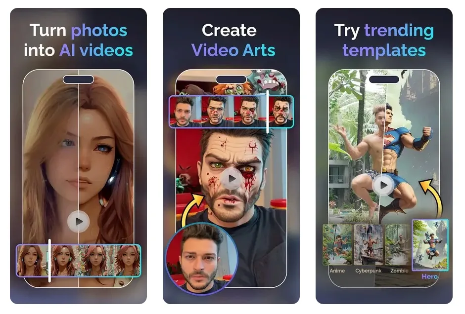 Interfața aplicației de editare video cu inteligență artificială.
