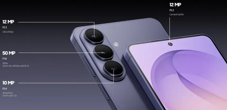 Configurația foto a Galaxy S26 cu senzori avansați.