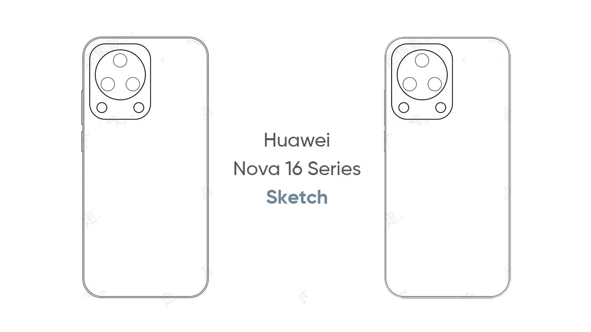 Schița designului pentru Huawei Nova 16 cu modul foto redesenat.