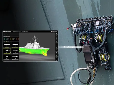 Roboți autonomi inspectând nave pentru mentenanță eficientă și rapidă.