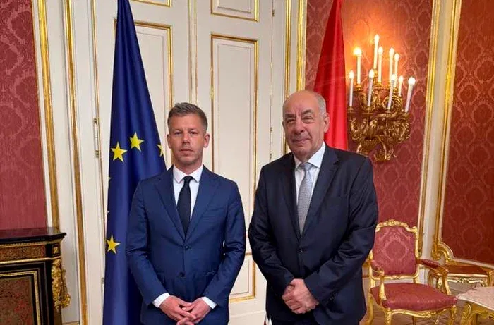 Peter Magyar și Tamas Sulyok la palatul prezidențial.