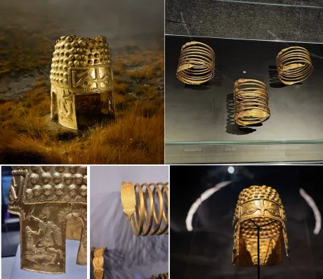 Brățări dacice din aur, parte a tezaurului recuperat.