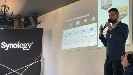 Prezentare despre soluțiile enterprise oferite de Synology la o conferință recentă.