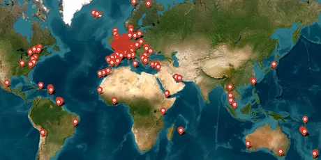 Hartă globală cu locații sensibile ale militarilor francezi.