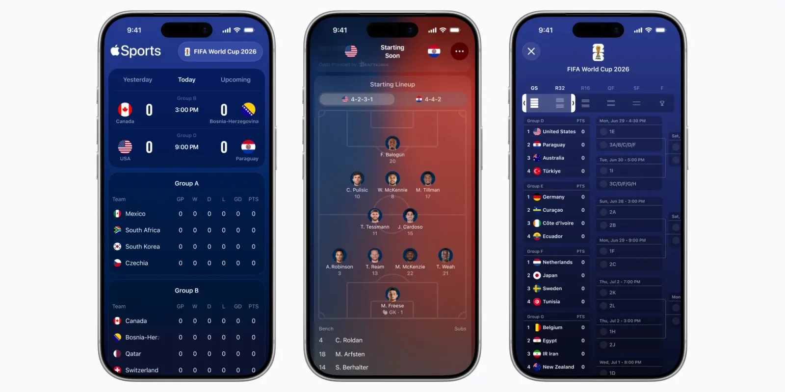 Aplicația Apple Sports oferă actualizări pentru Cupa Mondială 2026 în peste 170 de țări.