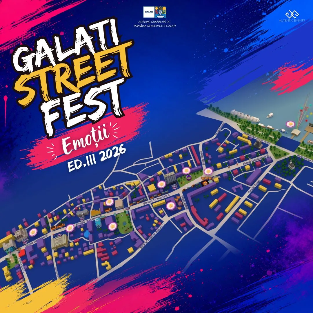 Harta evenimentului Galați StreetFest 2026 cu locațiile principale.