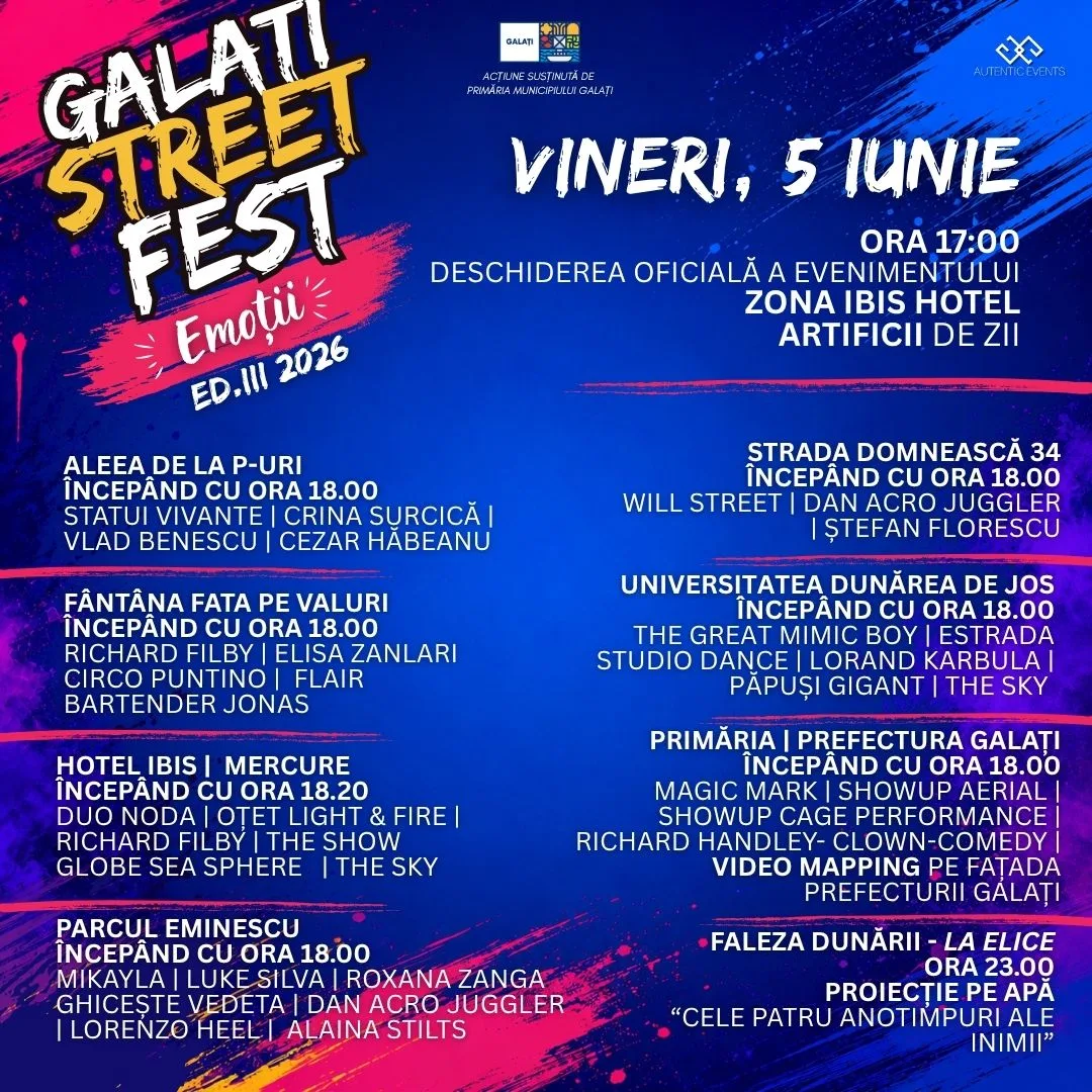 Programul deschiderii oficiale a festivalului pe 5 iunie.