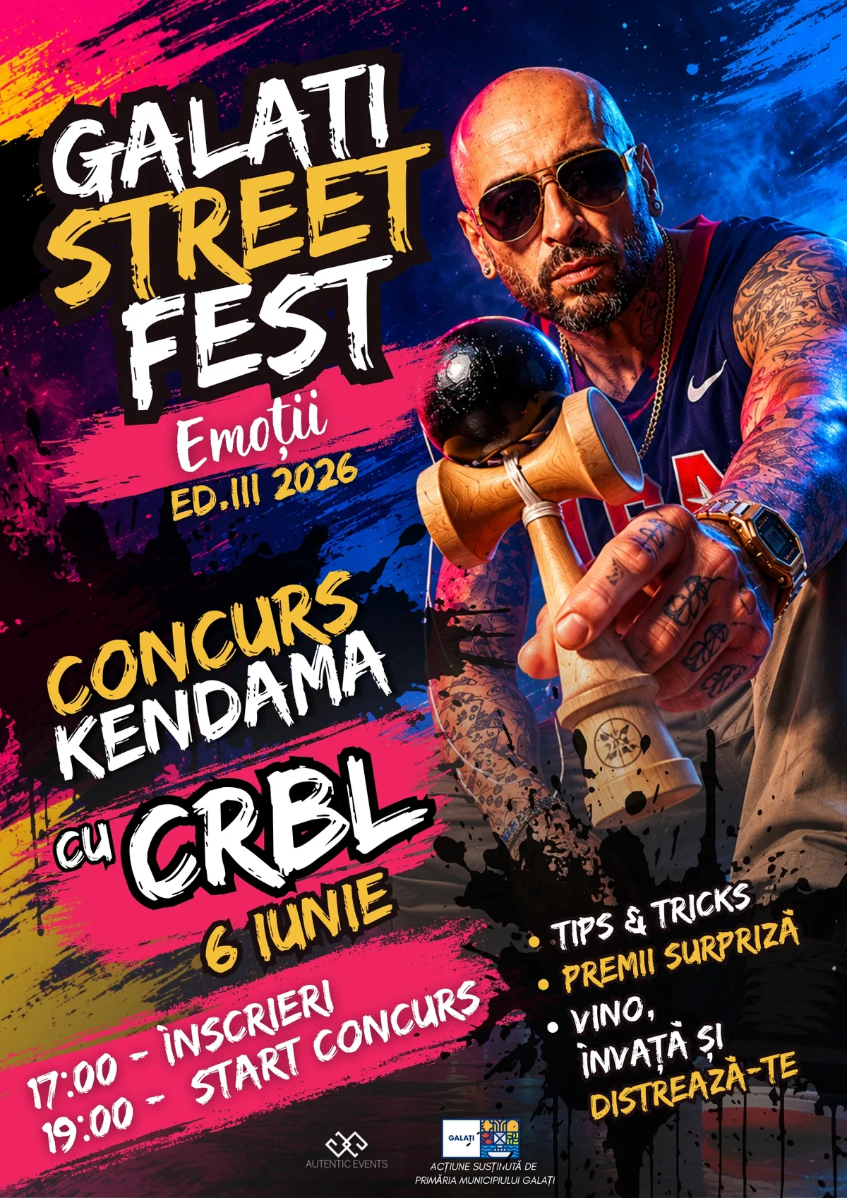 Anunț pentru concursul de kendama cu CRBL pe 6 iunie.