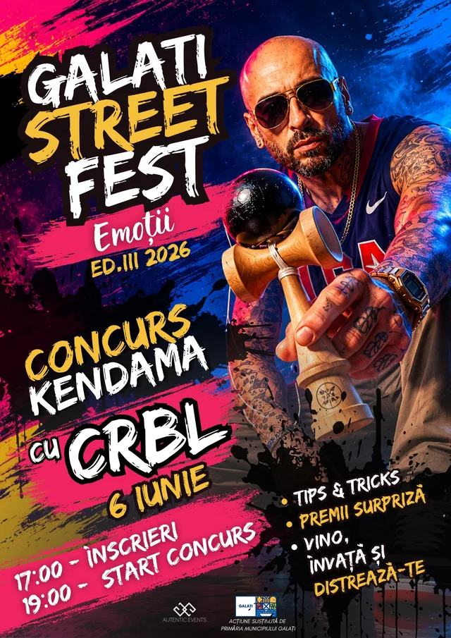 Anunț pentru concursul de kendama cu CRBL pe 6 iunie.