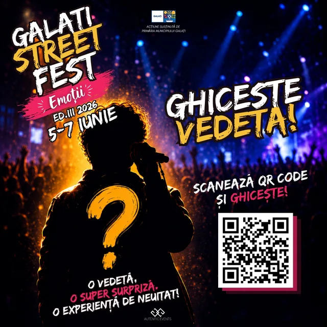 Afis Galați StreetFest 2026 cu detalii despre eveniment și un cod QR