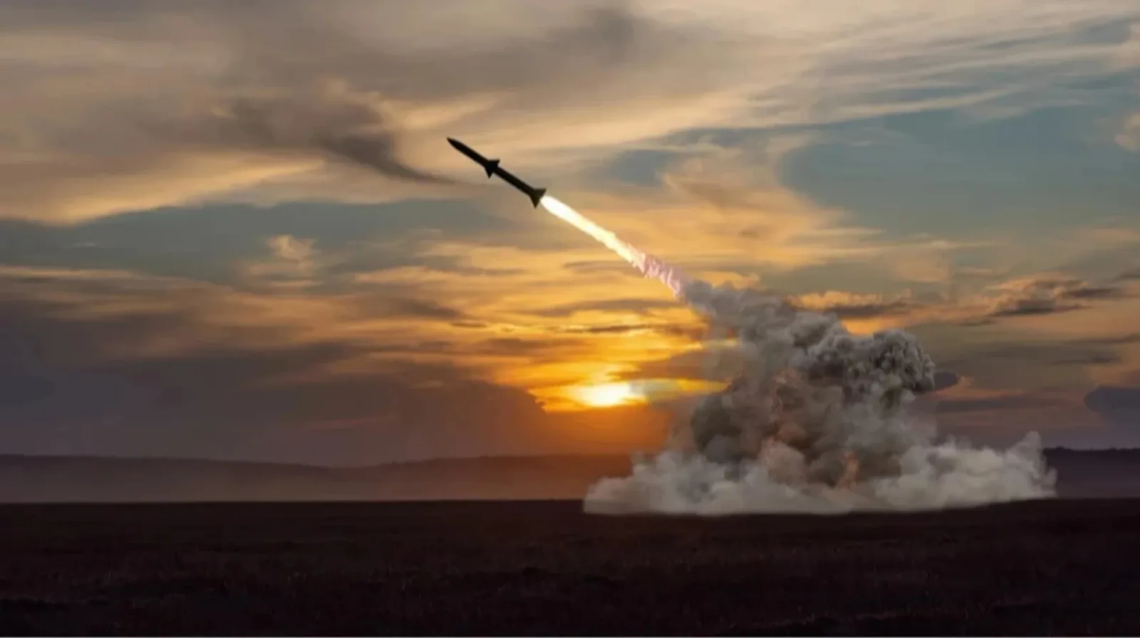 Lansare de rachetă în timpul apusului, simbolizând strategii militare inovatoare.