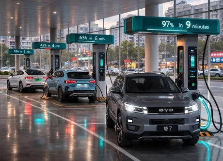 Stații de încărcare rapidă pentru mașini electrice, cu design modern și eficient.