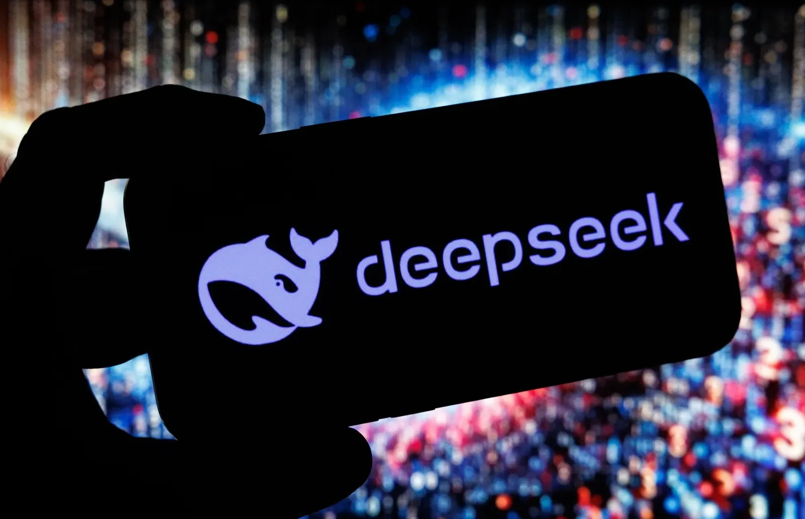 Logo-ul DeepSeek pe un fundal colorat, simbolizând inovația în AI.