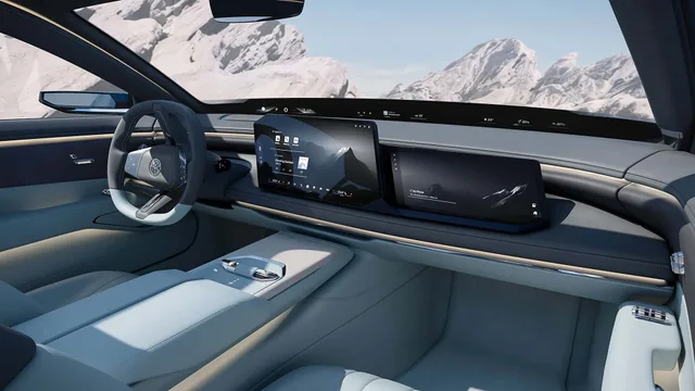 Panoul de bord al conceptului Vision BMW Alpina, cu tehnologie avansată.