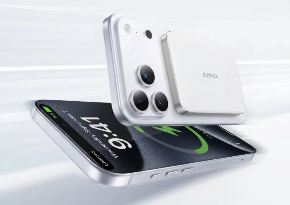 Power bank-ul Anker cu design modern și funcție de încărcare wireless.