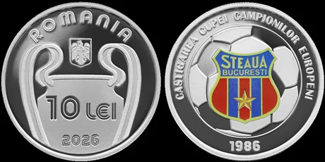Monede comemorative dedicate Steaua București, aniversare Cupa Campionilor Europeni 1986.