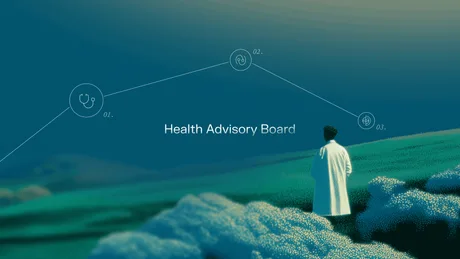 Persoană în halat alb contemplând un peisaj tehnologic avansat.