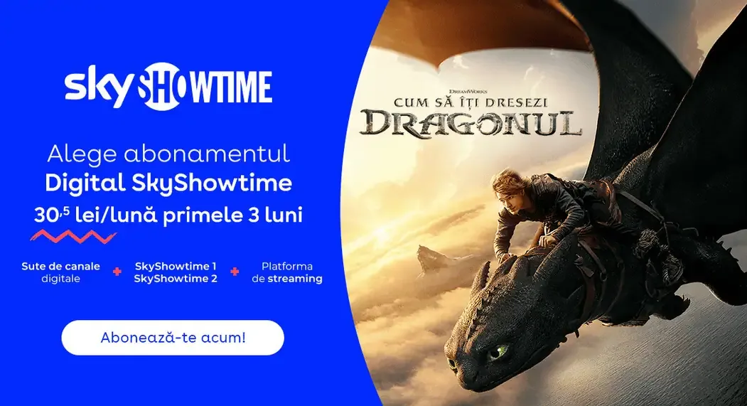 Promovare SkyShowtime pentru abonamente digitale în România