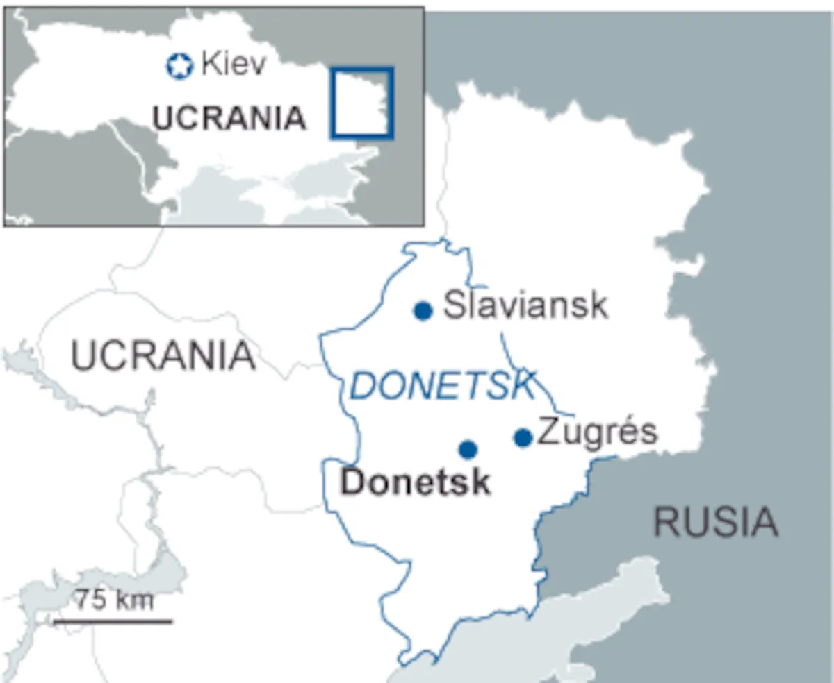 Harta detaliată a regiunii Donetsk și orașelor importante.