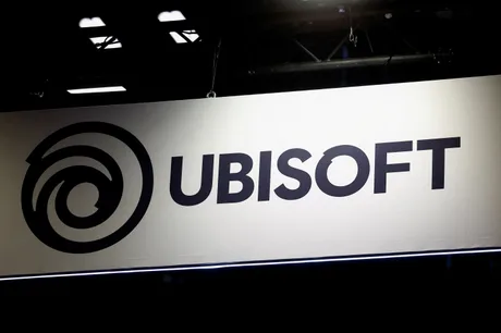 Logo-ul Ubisoft, simbol al industriei jocurilor video, în contextul restructurării.