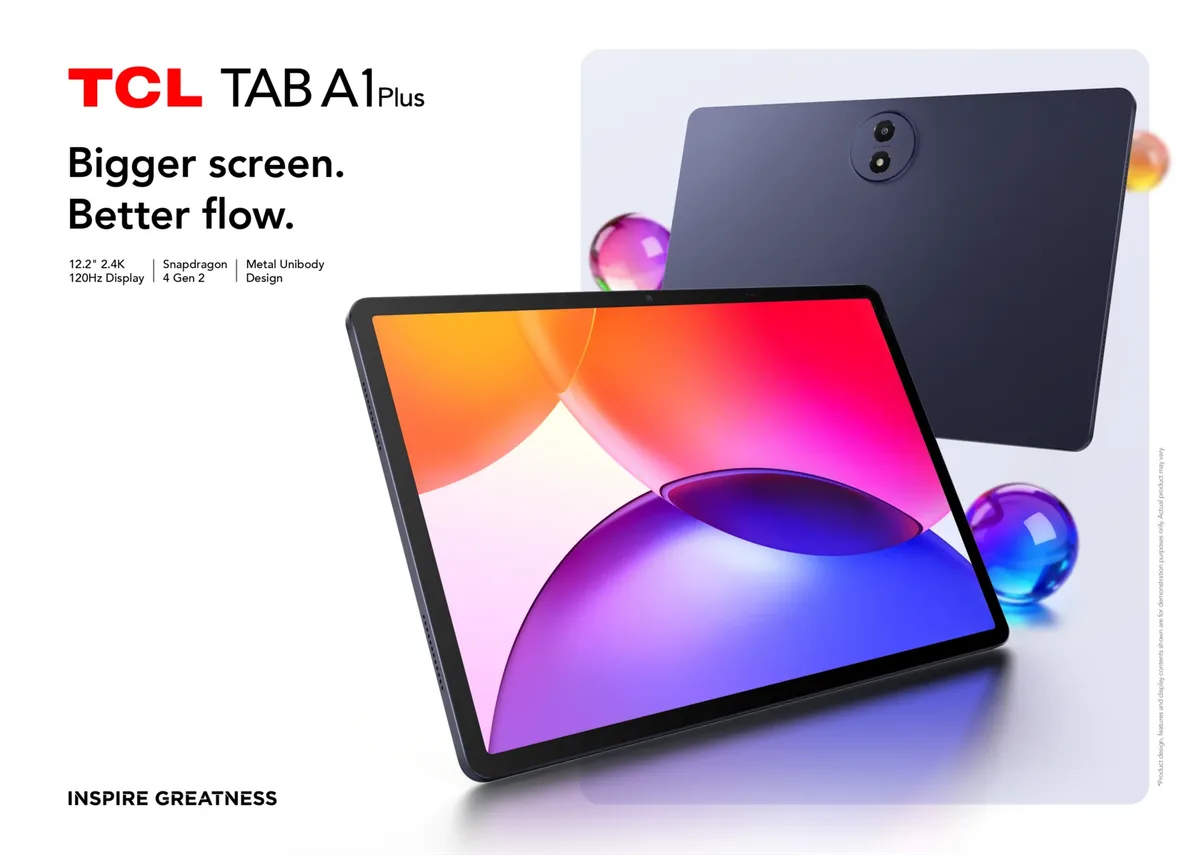 TCL TAB A1 Plus, tabletă cu ecran mare pentru divertisment.