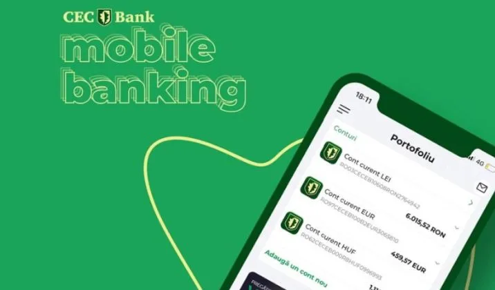 Aplicația CEC Bank pentru gestionarea conturilor online, accesibilă românilor din diaspora.