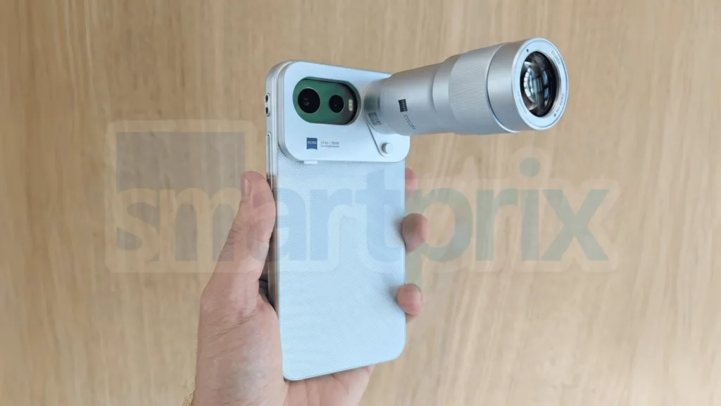 Vivo X300 FE cu teleconvertor Zeiss G2, evidențiind inovații în fotografie mobilă.