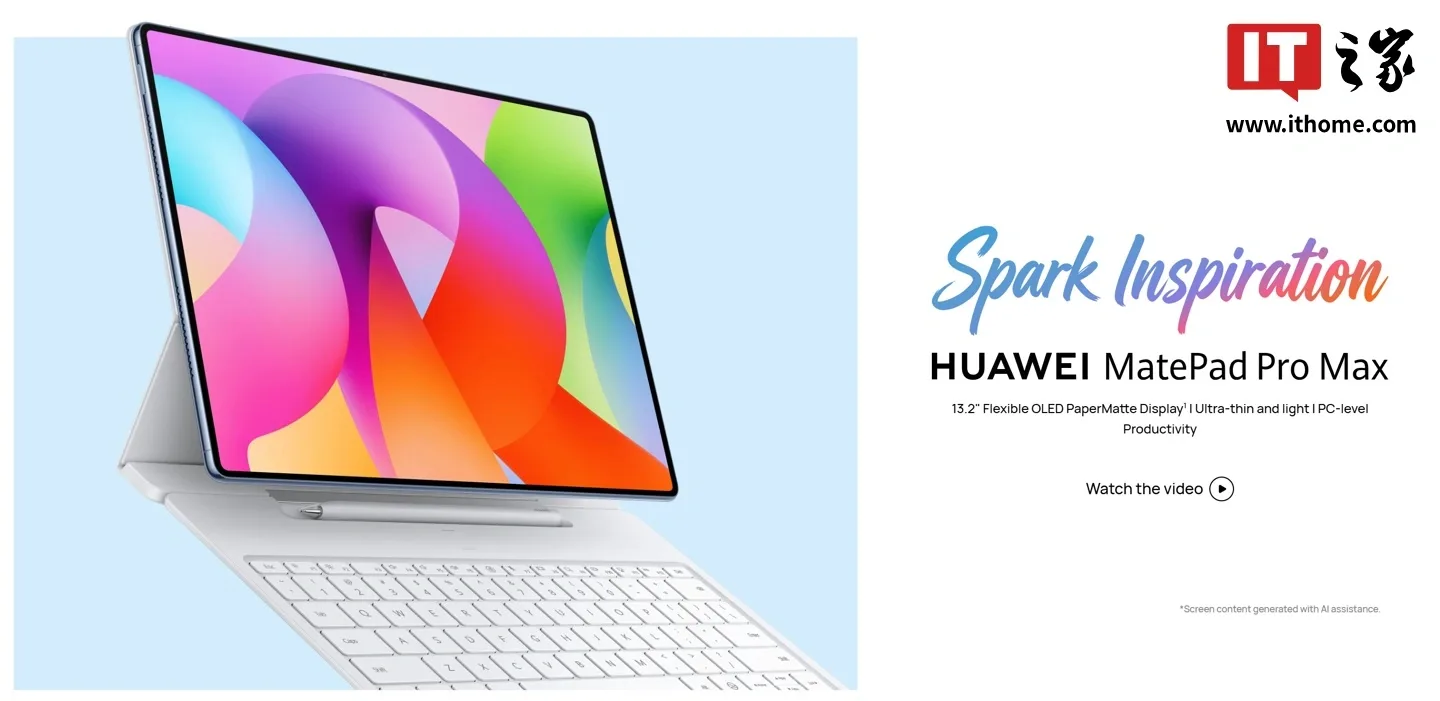 Tableta Huawei MatePad Pro Max cu ecran OLED și design ultra-subțire.