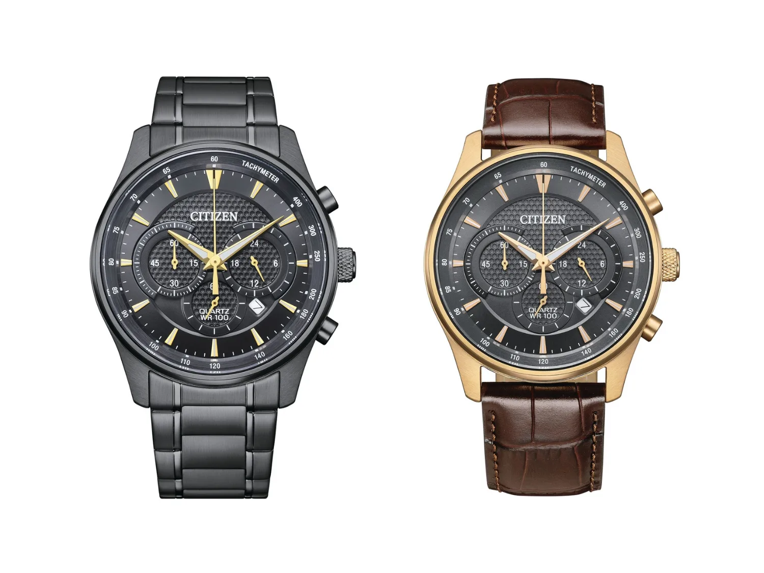 Două cronografe quartz Citizen cu design elegant și sportiv, disponibile în Taiwan.