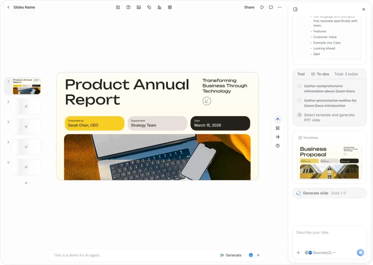 Interfața aplicației Zoom pentru generarea rapoartelor anuale.