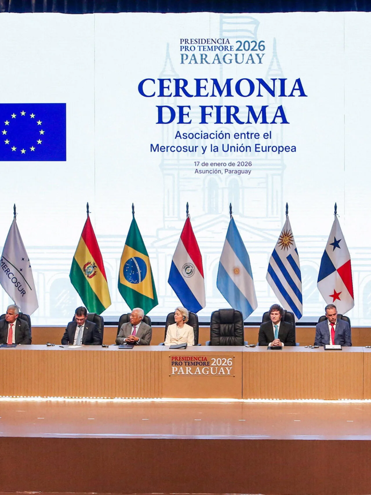Ceremonie de semnare a acordului UE-Mercosur în Paraguay.