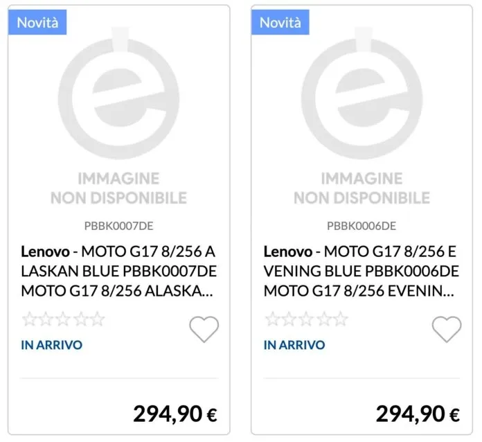 Prețul și culorile pentru modelul Moto G17.