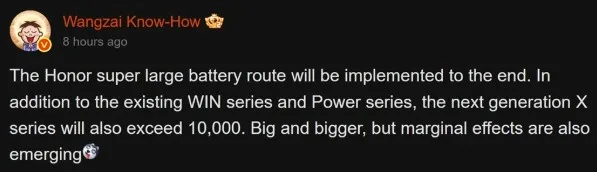 Detalii despre strategia Honor pentru baterii mari de 10.000 mAh.