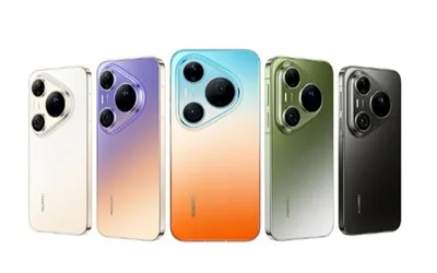 Modele de smartphone-uri Huawei cu design modern și culori variate.