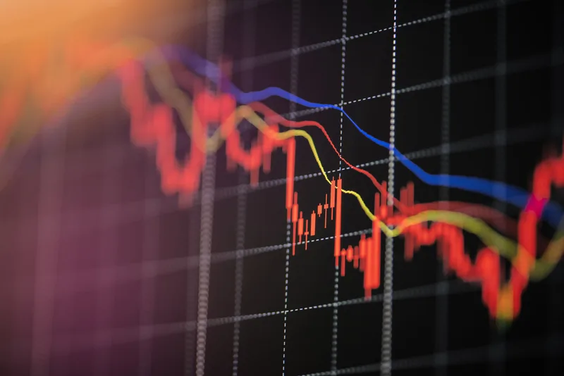 Grafic care ilustrează fluctuațiile financiare și riscurile economice din România.