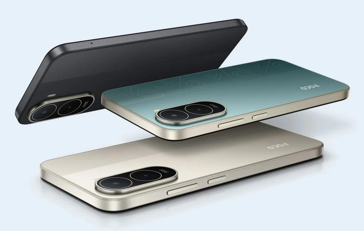 Smartphone-ul Poco C81 Pro în culori variate, cu design modern și specificații atractive.