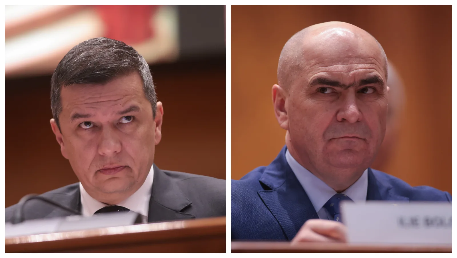 Sorin Grindeanu și Ilie Bolojan în timpul unei întâlniri politice tensionate.