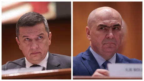 Sorin Grindeanu și Ilie Bolojan în timpul unei întâlniri politice tensionate.