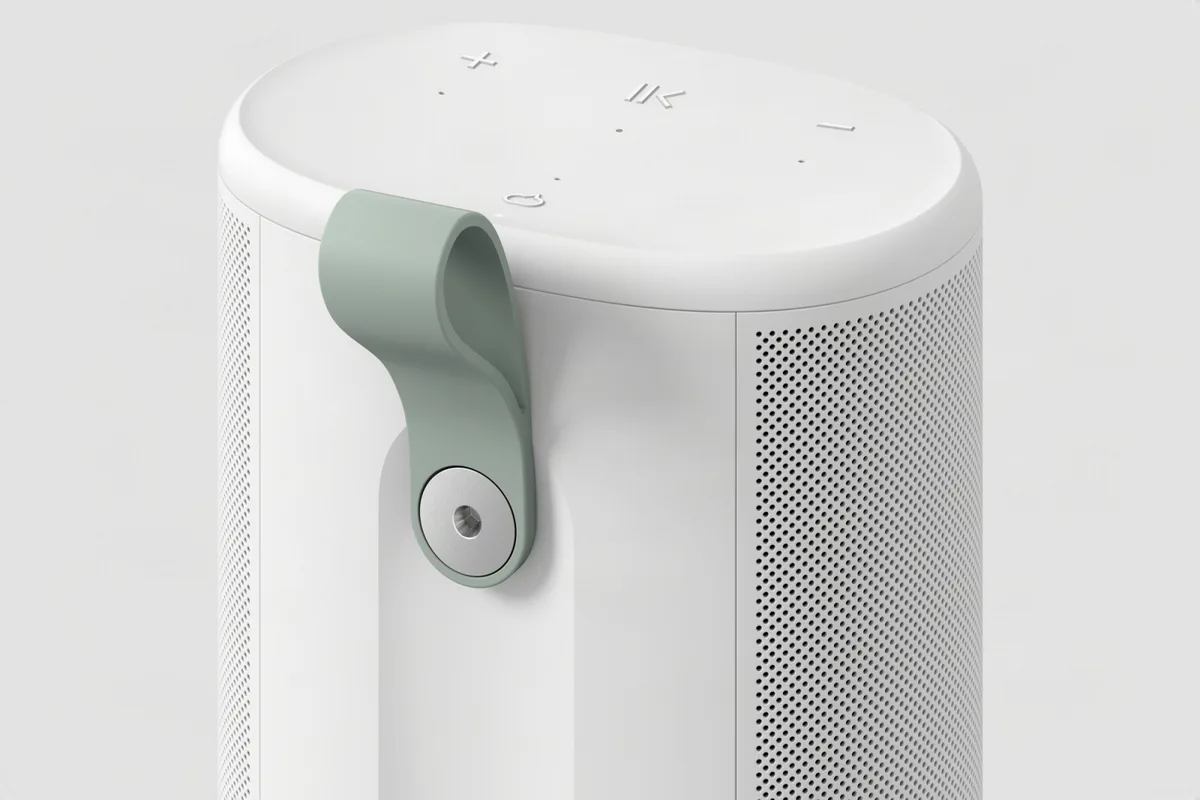 Detaliu boxă Sonos Play, cu curea de transport.