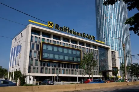 Sediul Raiffeisen Bank din București, clădire modernă în zona Pipera.