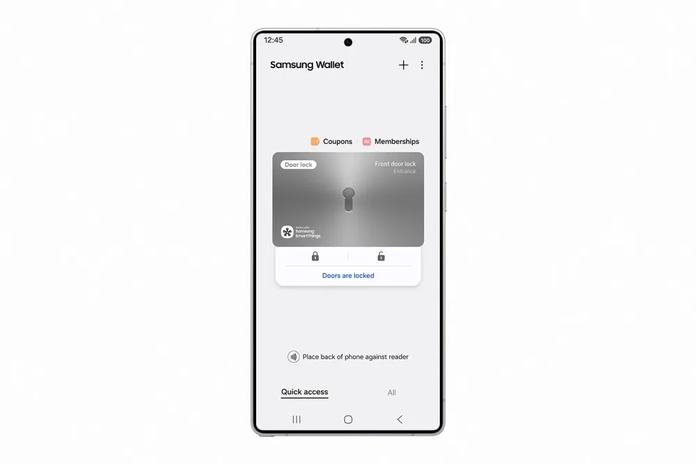 Interfața aplicației Samsung Wallet pentru gestionarea cheilor digitale.