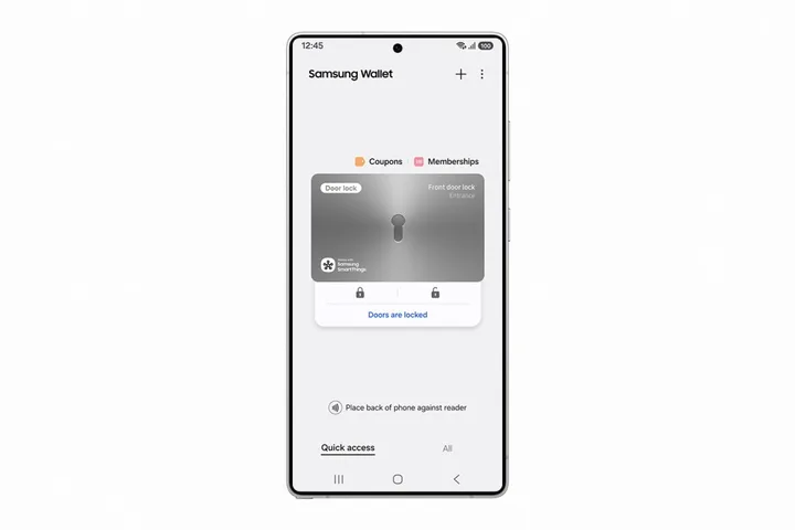 Interfața aplicației Samsung Wallet pentru gestionarea cheilor digitale.