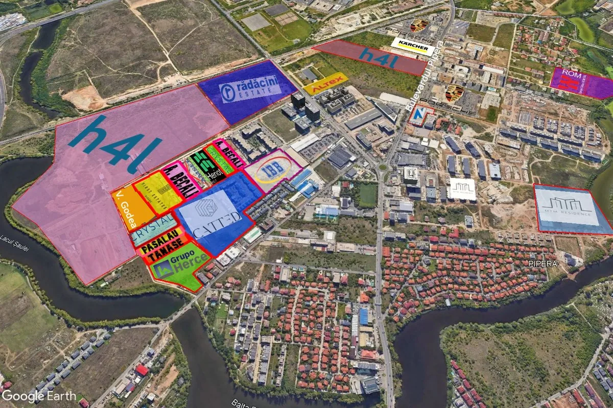 Vedere aeriană a terenului pentru proiectul imobiliar Crystal.