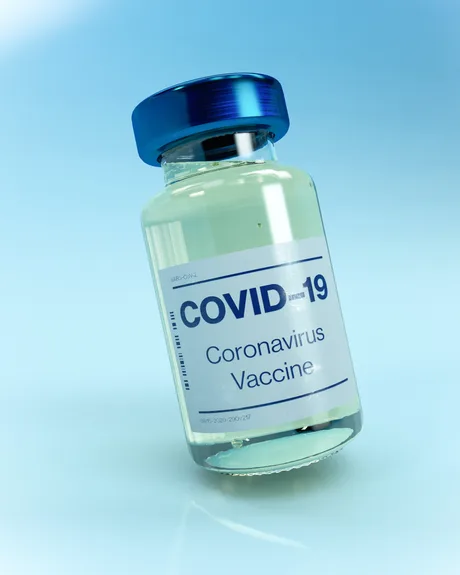 Flacon de vaccin anti-COVID, simbolizând provocările financiare ale României.