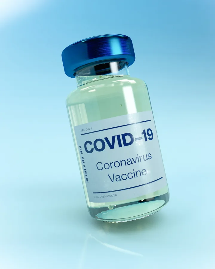 Flacon de vaccin anti-COVID, simbolizând provocările financiare ale României.