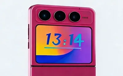 Telefon pliabil cu trei camere, design modern și ecran vibrant.