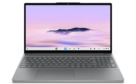 Chromebook Plus i cu design elegant, potrivit pentru profesori și elevi.