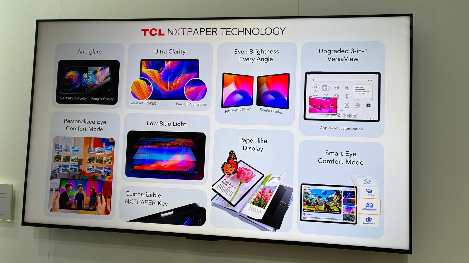 Tehnologia NXTPAPER de la TCL îmbunătățește confortul vizual al utilizatorilor.