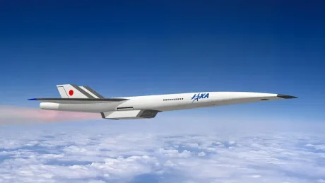 Avion experimental JAXA zburând la altitudine mare, cu motoare hipersonice.